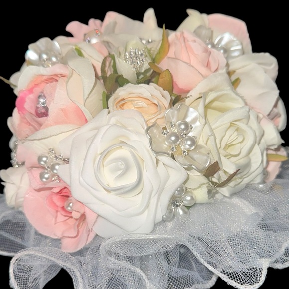 Bride Wedding Bridal Flowers Floral Bouquet Rose Pearls Rhinestone Brooch NEW - Picture 15 of 15